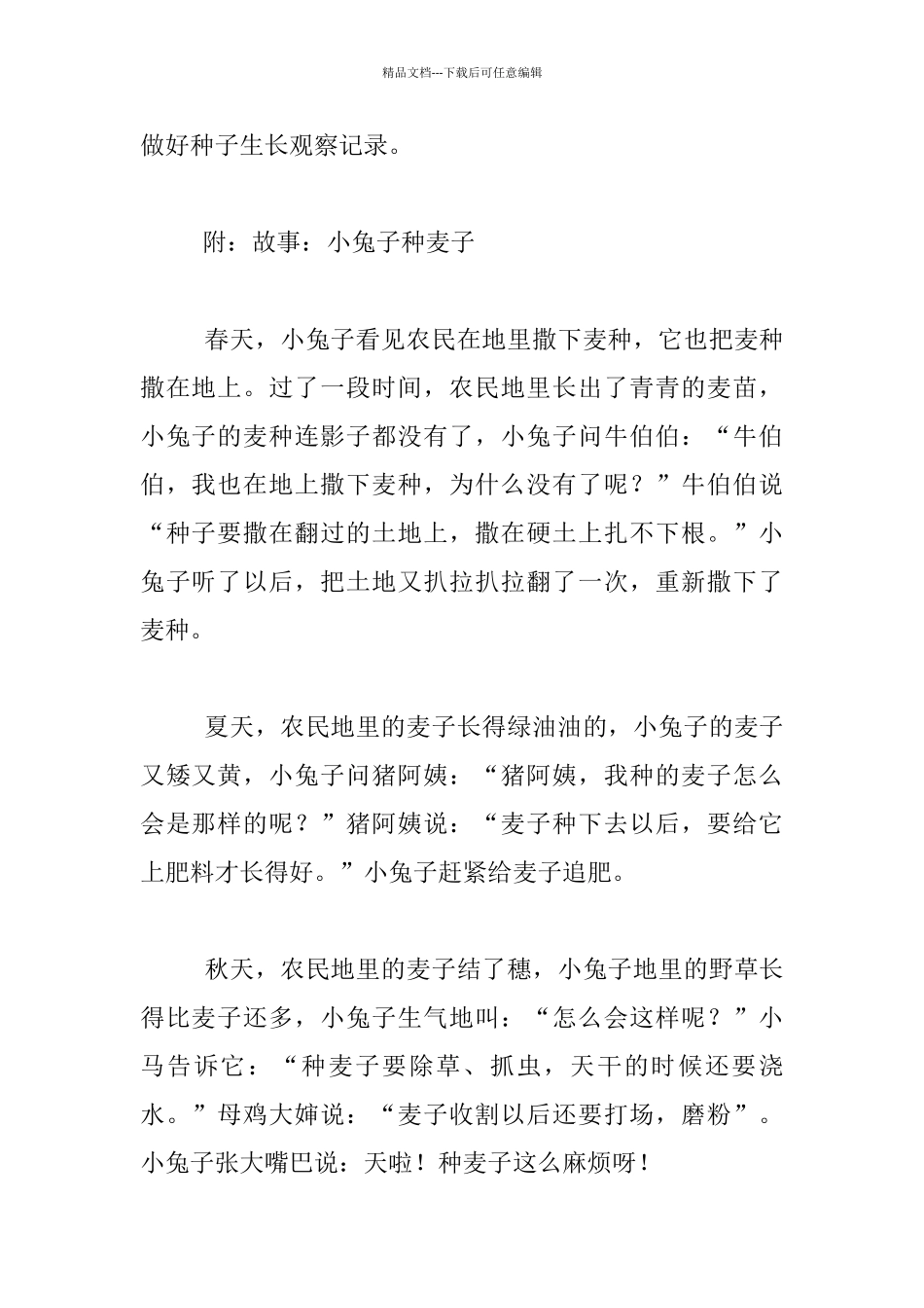 幼儿园大班语言活动教案设计：小兔子种麦子_第3页
