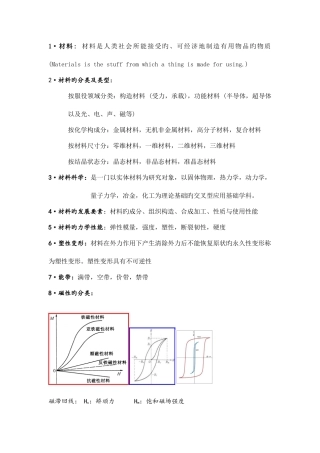 2025年材料科学概论考点总结