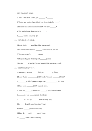 2025年整理小升初英语代词练习题