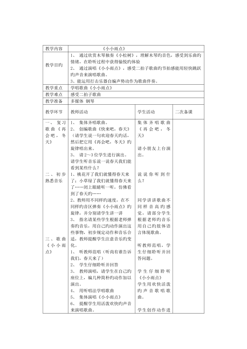 2025年苏教版一年级音乐下册电子全册教案_第2页