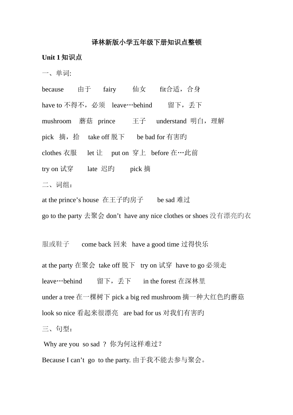 2025年新版译林英语五年级下册知识点归纳_第1页
