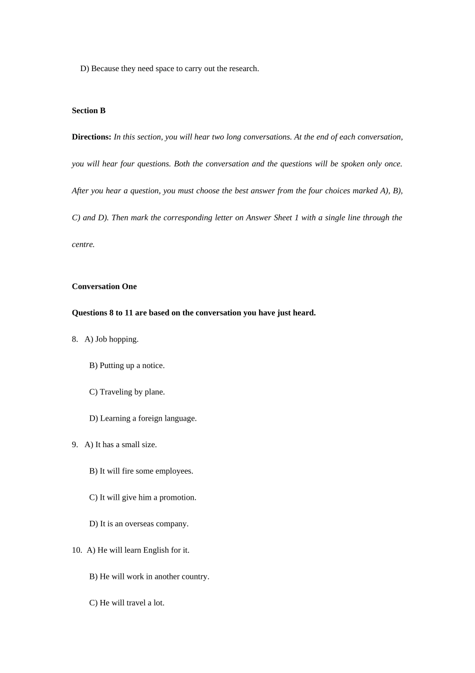 2025年大学英语四级考试听力预测模拟卷_第3页