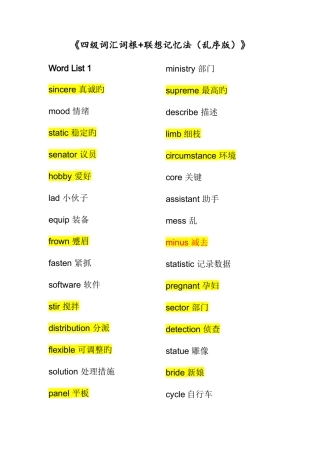 2025年四级词汇词根+联想记忆法乱序版