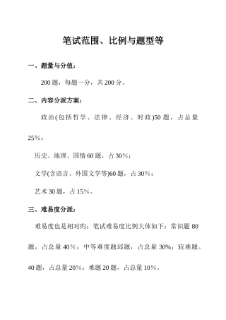 2025年大学生人文社会科学知识笔试范围比例与题型