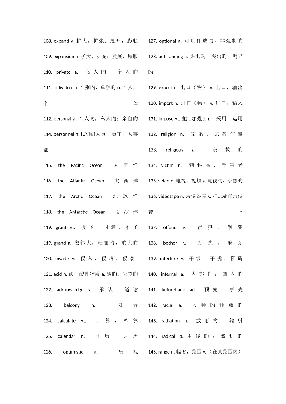 2025年四级核心词汇附高频词汇表及常用短语词汇_第3页