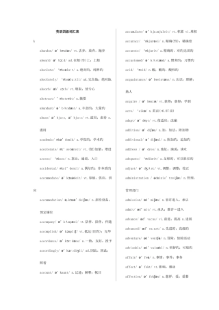 2025年英语四级词汇表带音标A