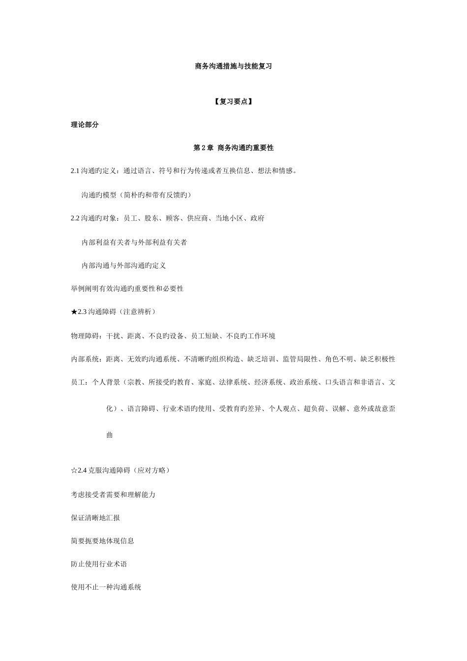 2025年自考商务沟通方法与技能总复习_第1页