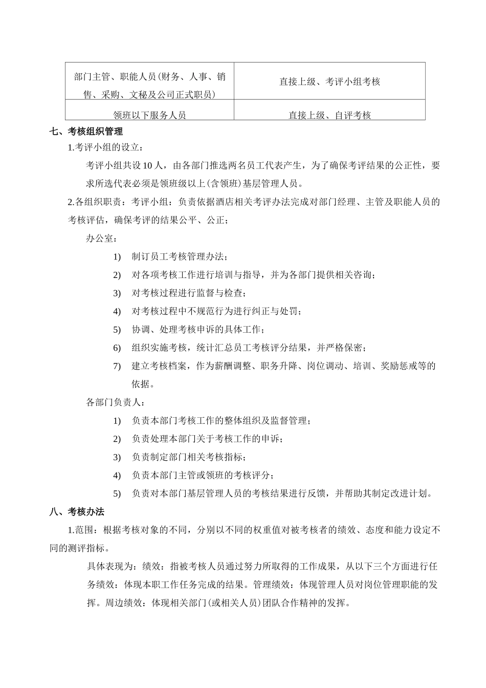 星级星级酒店绩效考核方案酒店管理_第2页