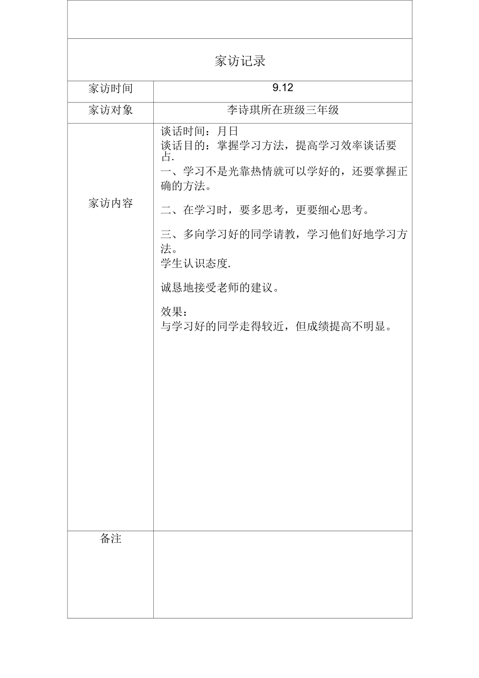 全员育人导师制,DOC.谈心、家访记录_第1页