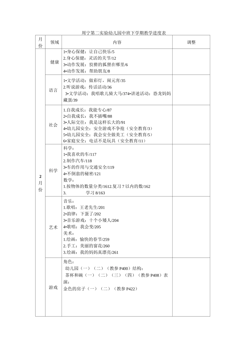 实验幼儿园中班下学期教学进度表._第1页