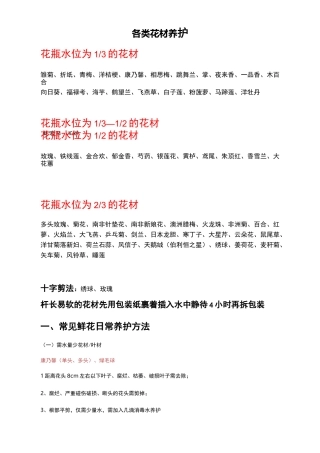 鲜花日常养护方法与规范
