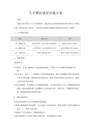 人才梯队建设实施方案