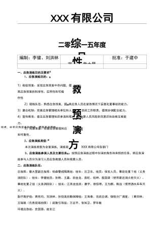 冶金企业综合应急预案演练方案