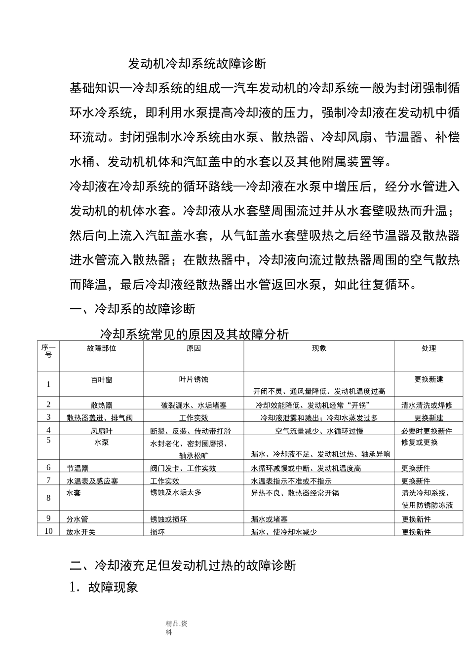 发动机冷却系统故障诊断_第1页