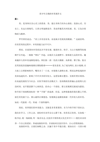 青少年正确的审美观作文