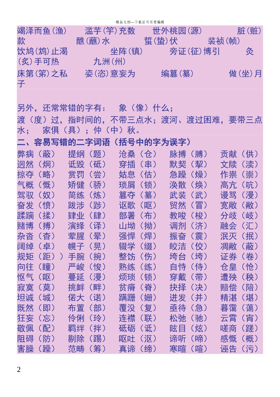 常见易错字词归纳集锦_第2页