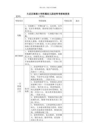 幼儿园考核制度表