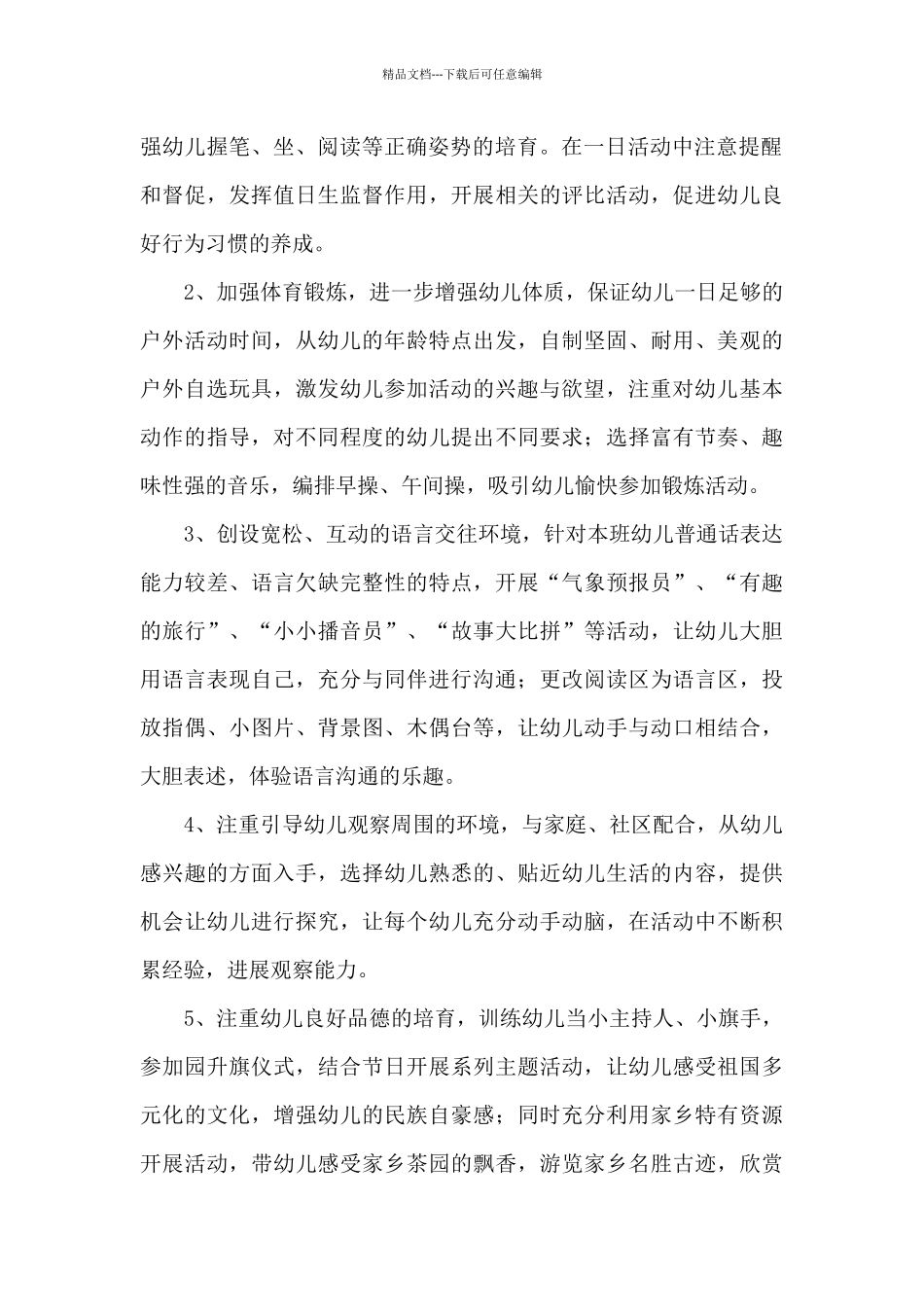 幼儿大班班级工作计划模板集锦十篇_第2页