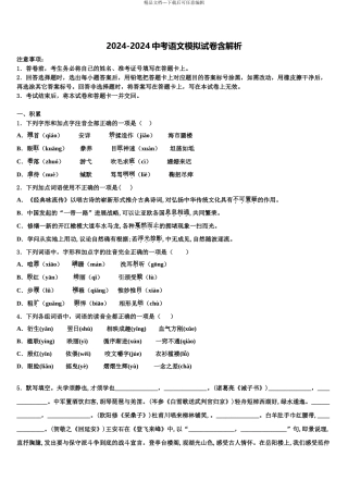 广东省2024年深圳市2024年深圳实验校中考考前最后一卷语文试卷含解析