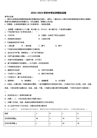 广东省2024年深圳市盐田区重点名校中考化学五模试卷含解析