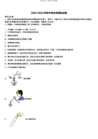 广东省2024年深圳市宝安区宝安中学中考二模化学试题含解析