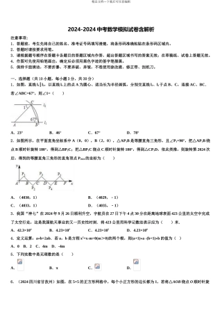 广东省2024年深圳市福田区上步中学中考一模数学试题含解析