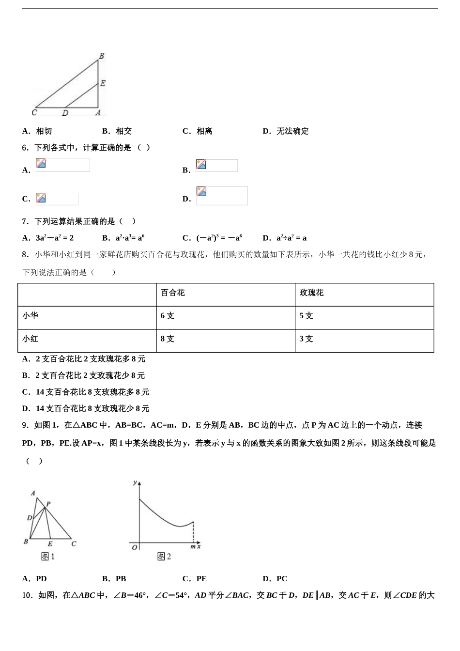 广东省2024年深圳市福田片区重点中学中考数学适应性模拟试题含解析_第2页