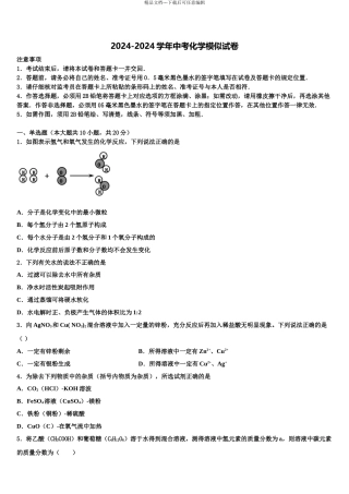 广东省2024年深圳市西乡中学毕业升学考试模拟卷化学卷含解析
