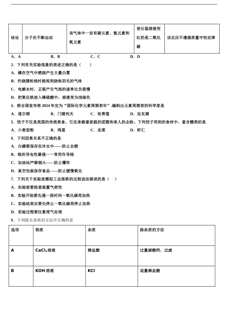广东省2024年深圳百合外国语校中考化学押题卷含解析_第2页