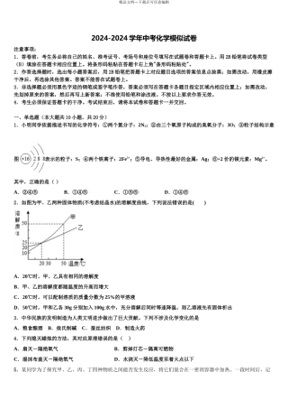 广东省2024年湛江地区六校联考中考化学模试卷含解析