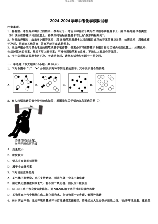 广东省东莞市重点中学中考化学适应性模拟试题含解析