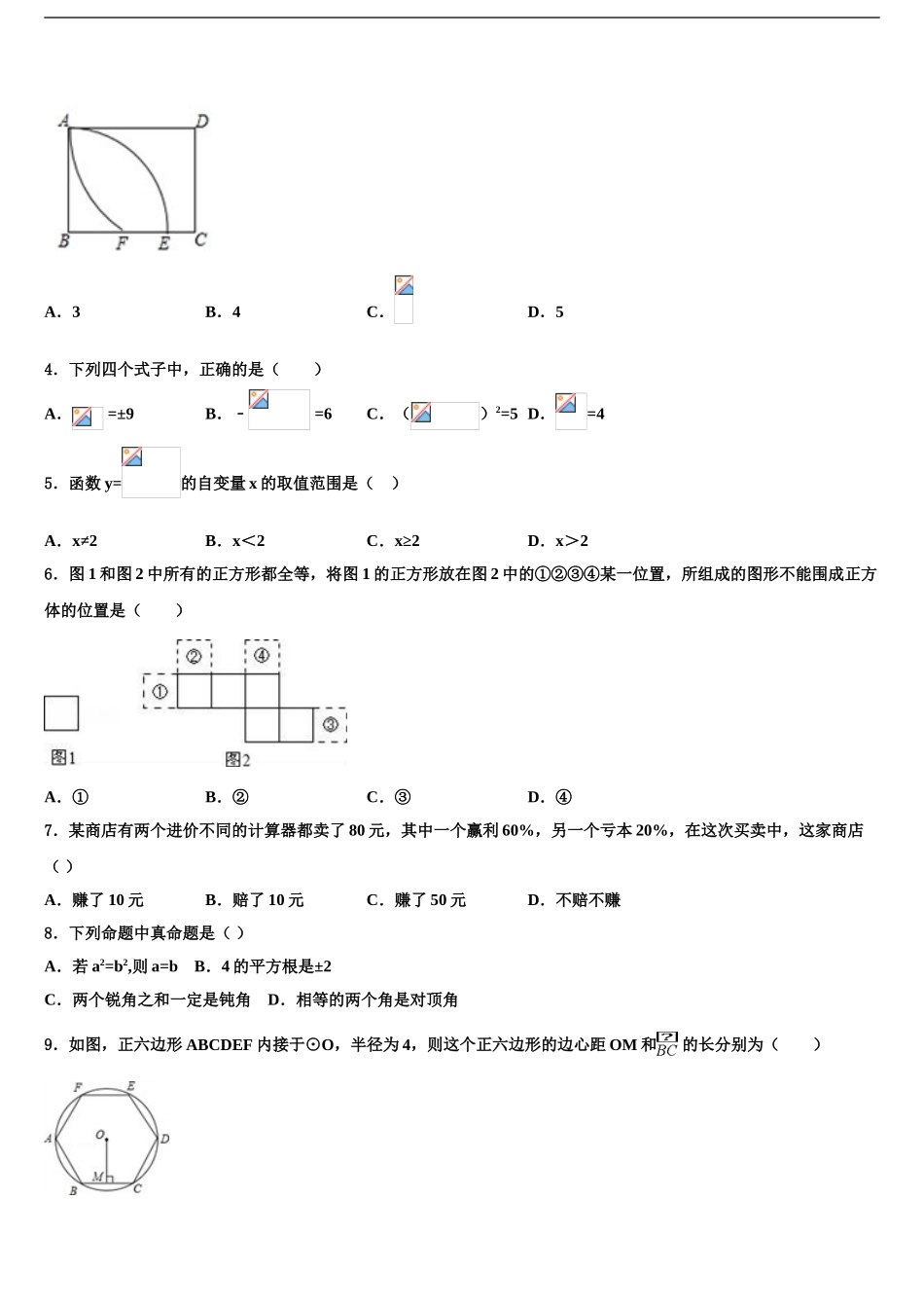 广东省广外大附中中考数学仿真试卷含解析_第2页