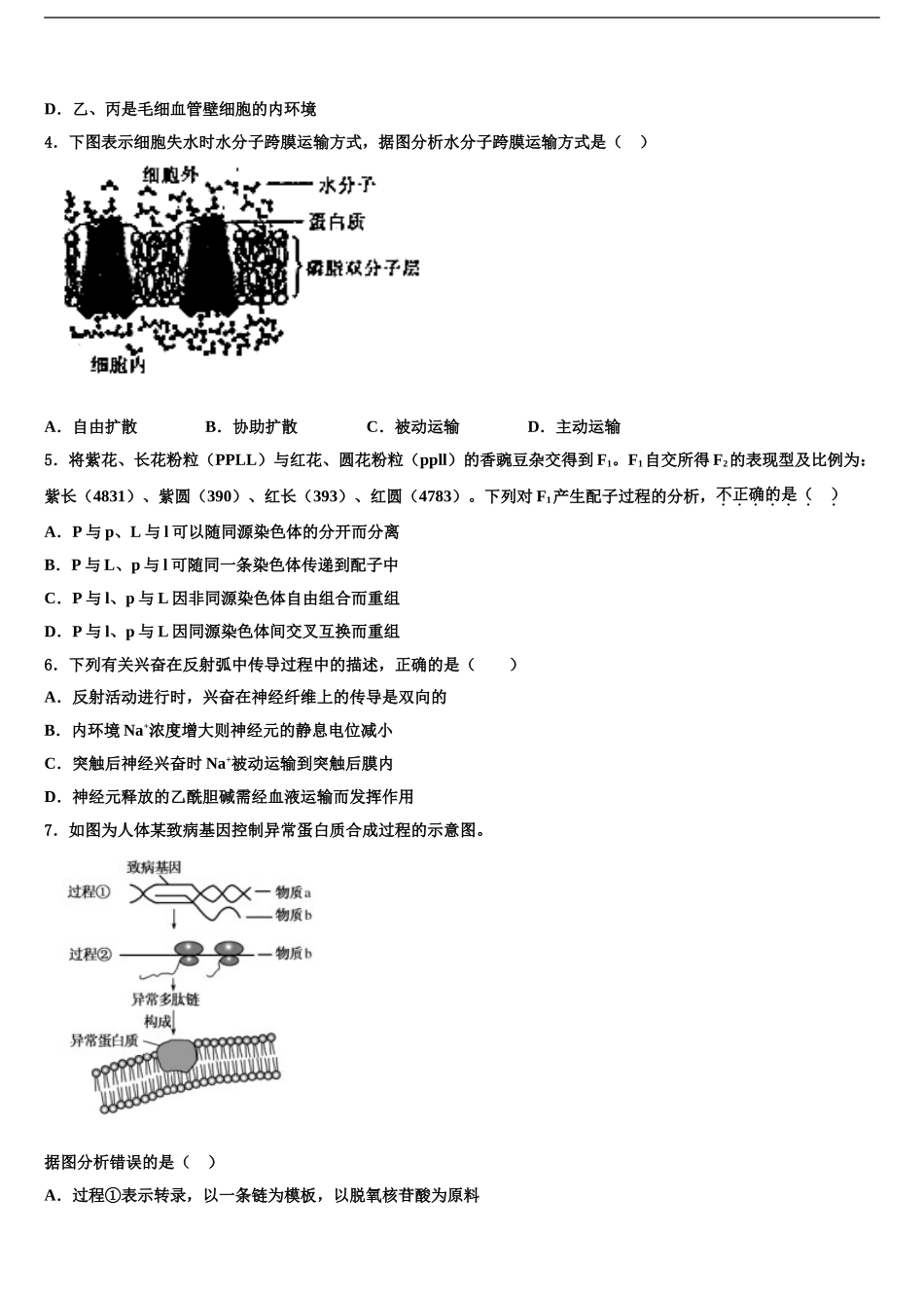 广东省广州市第六中学高三第五次模拟考试生物试卷含解析_第2页