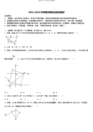 广东省揭阳市榕城区空港经济区中考数学最后冲刺模拟试卷含解析