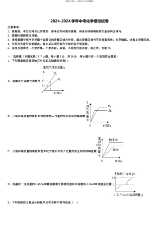 广东省汕头市潮阳实验校中考四模化学试题含解析