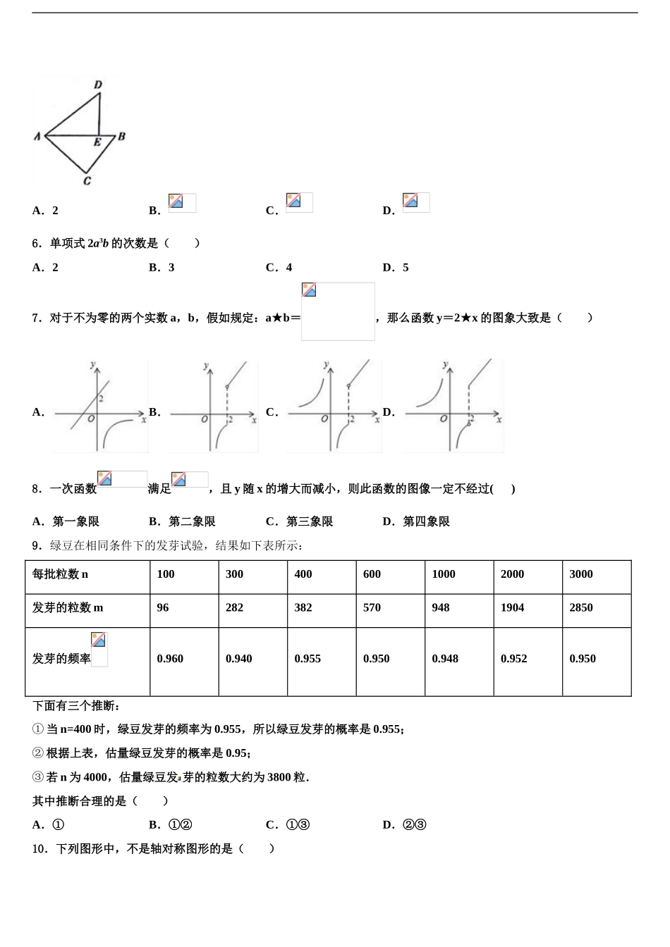 广东省汕头市潮南区陈店明德学校中考联考数学试题含解析_第2页