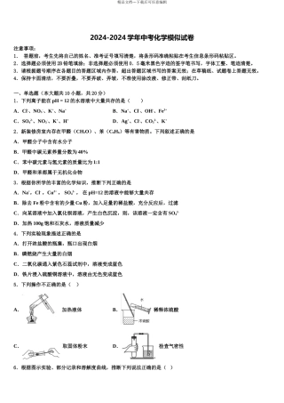 广东省汕头市聿怀中学中考化学考前最后一卷含解析