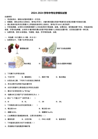 广东省汕头市金平区中考一模化学试题含解析