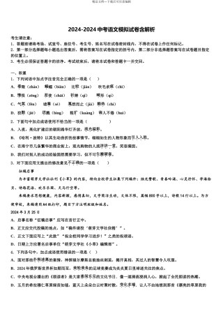 广东省湛师附中、实验学校中考语文最后冲刺浓缩精华卷含解析