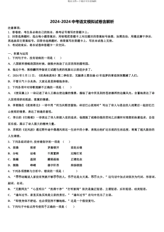 广东省韶关市乐昌市中考三模语文试题含解析