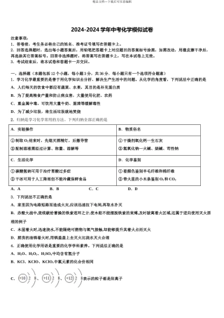 广东韶关曲江初中化学毕业考试模拟冲刺卷含解析