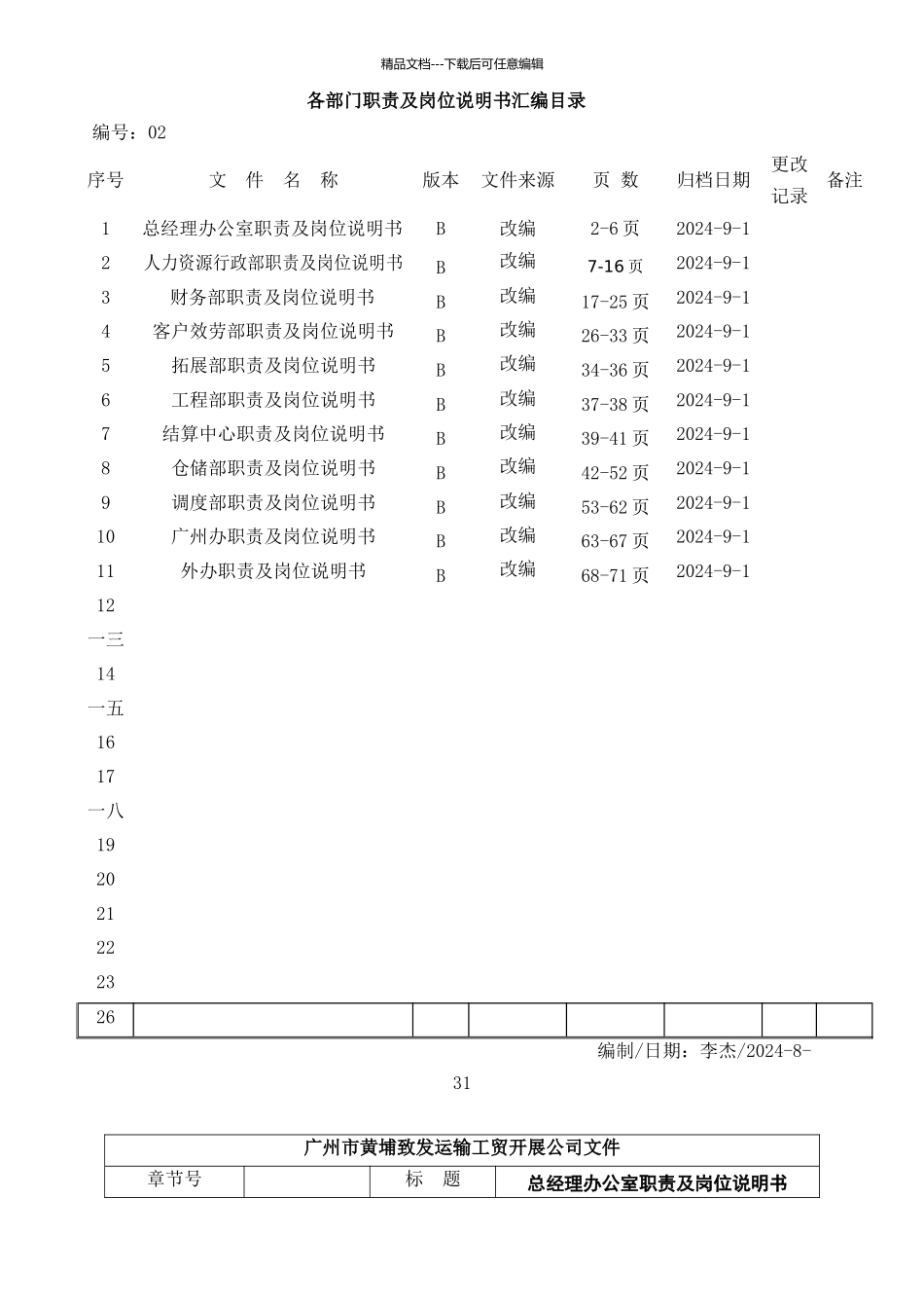 广州某直运输工贸公司各部门岗位职责_第3页