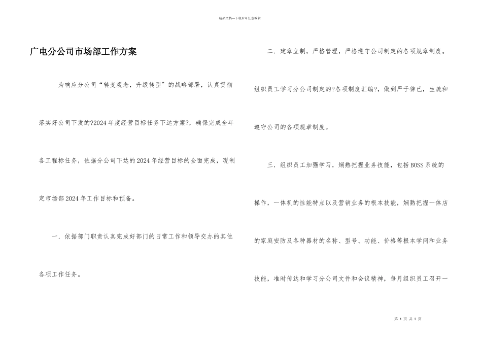 广电分公司市场部工作计划_第1页
