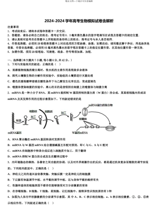 广西南宁八中高三下学期联考生物试题含解析