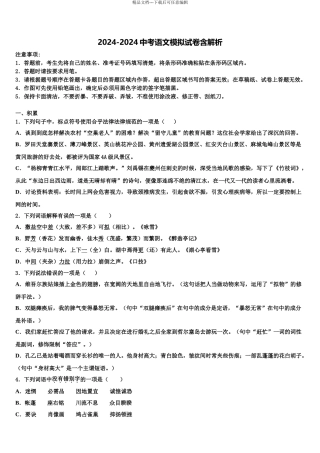 广西南宁市第四十九中学中考适应性考试语文试题含解析