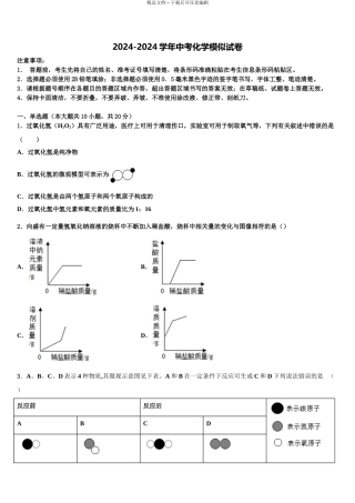 广西壮族自治区北海市市级名校中考一模化学试题含解析