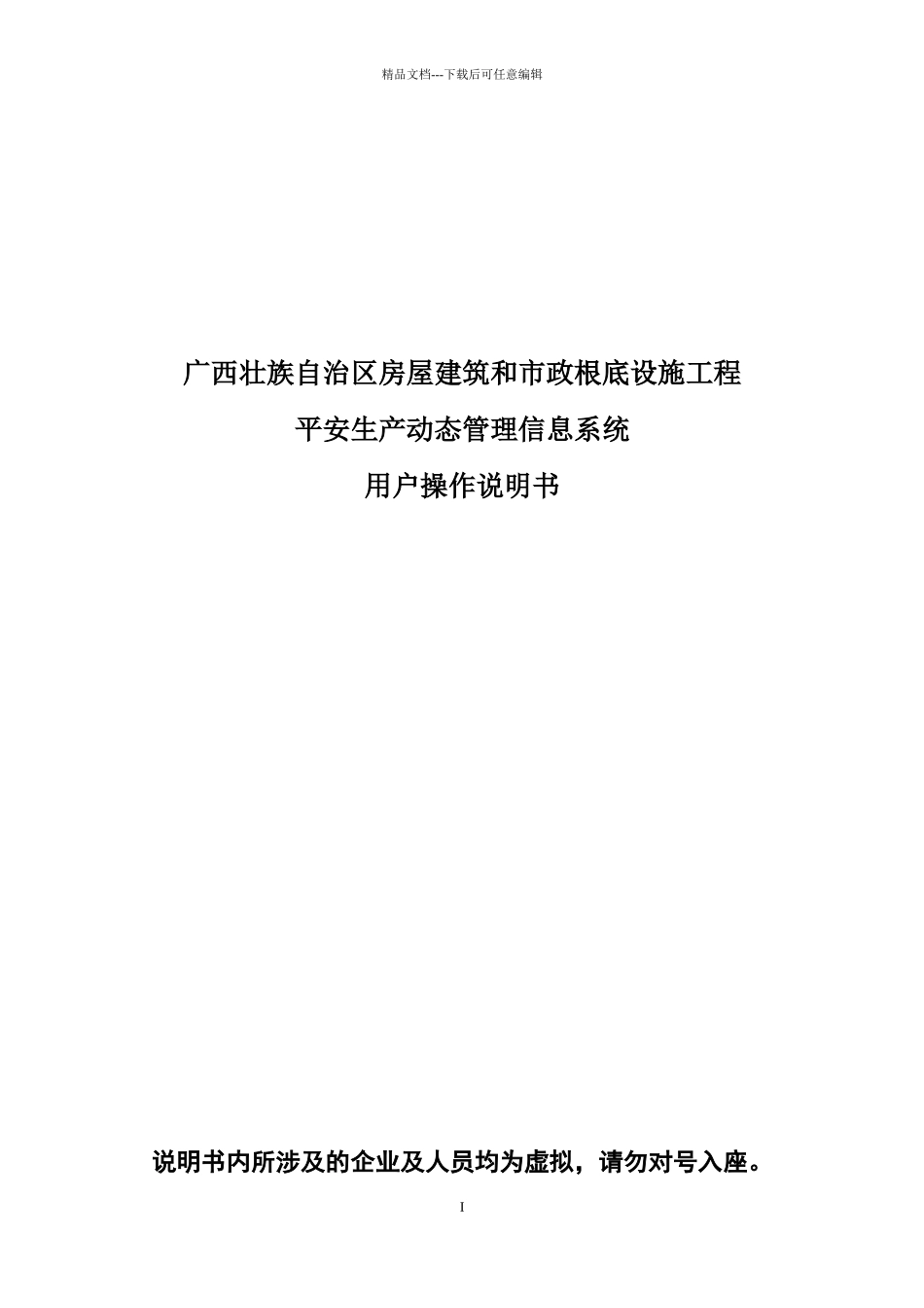 广西安全生产动态管理信息系统说明书_第1页