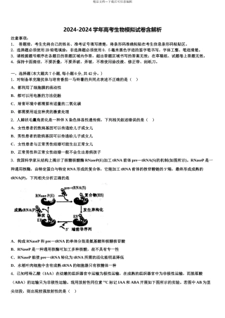 广西柳州铁路第一中学高三冲刺模拟生物试卷含解析