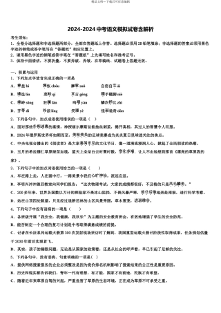 广西省河池市重点名校初中语文毕业考试模拟冲刺卷含解析
