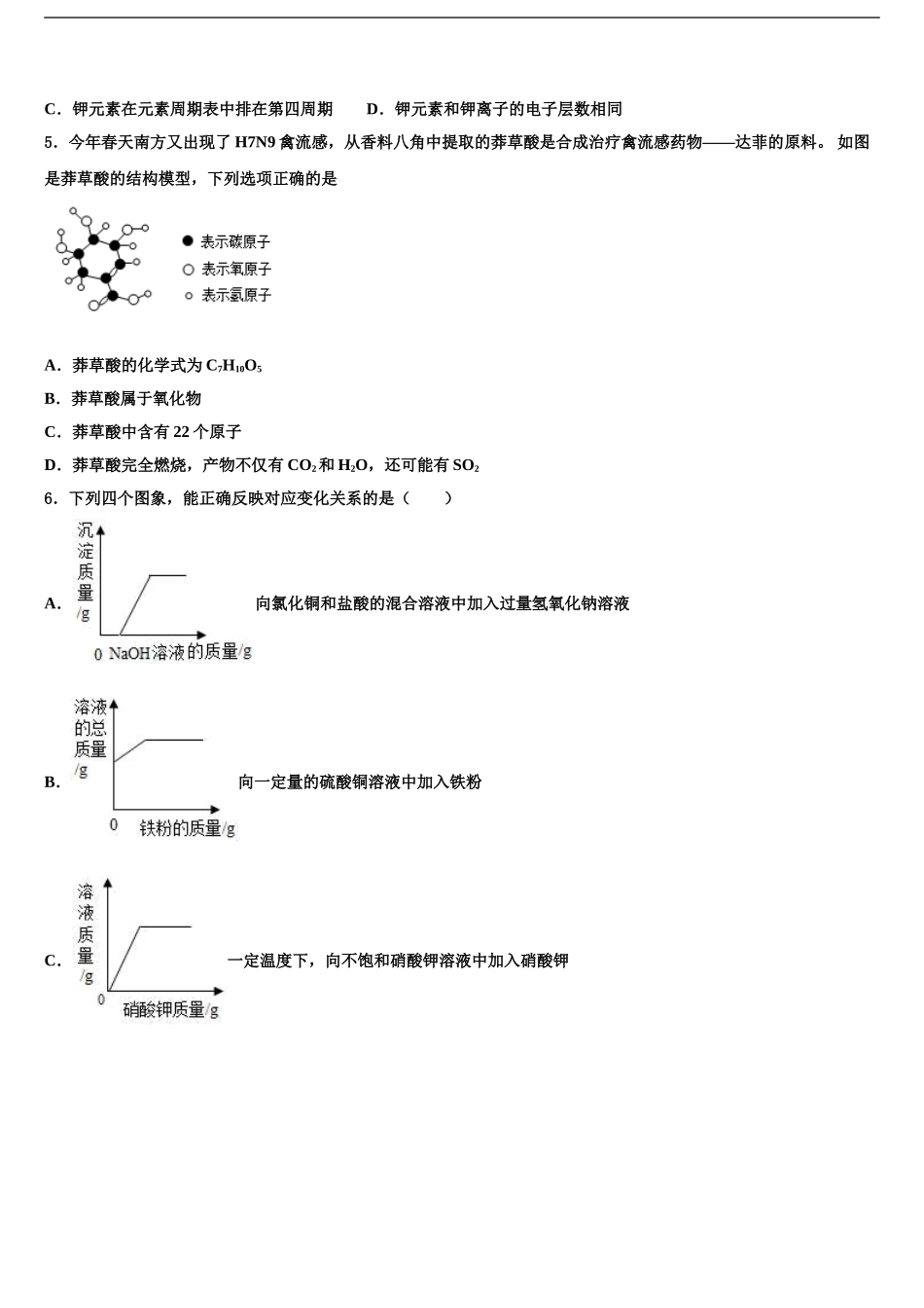 广西贵港市重点中学中考一模化学试题含解析_第2页